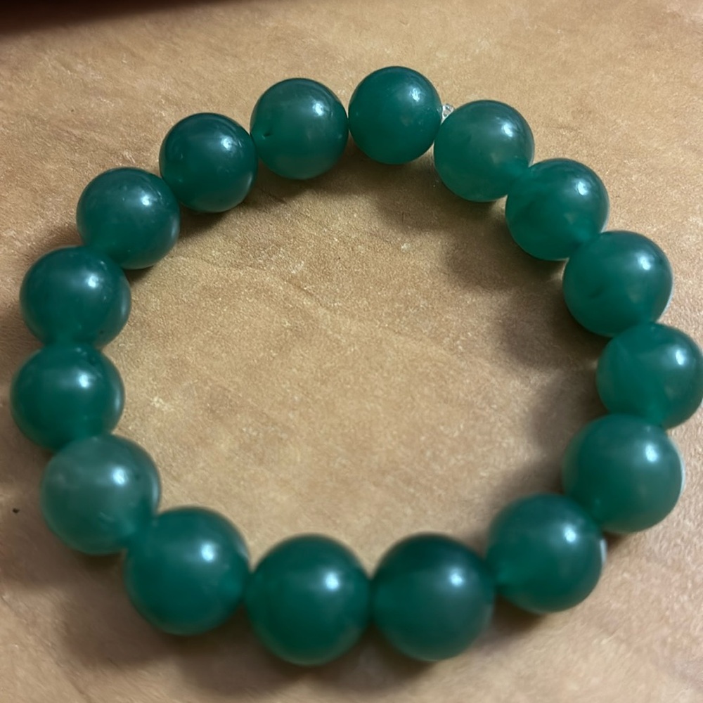 #086 Green Jade Lucky Bracelet 12mm NEW ARRIVAL